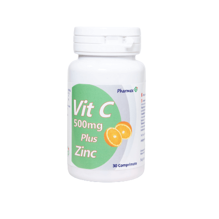 Vitamin C 500 mg + Zinc, 30 tablets, Pharmex