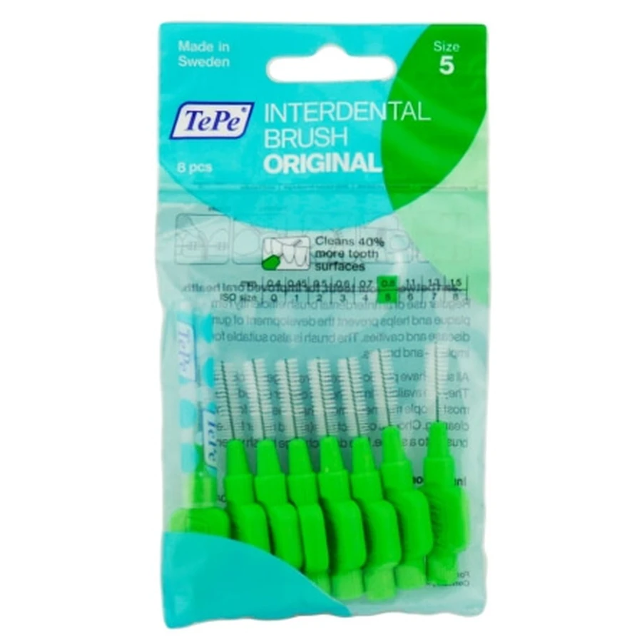 TePe, Spazzolini da denti, verde, 0,8 mm, 8 pezzi.