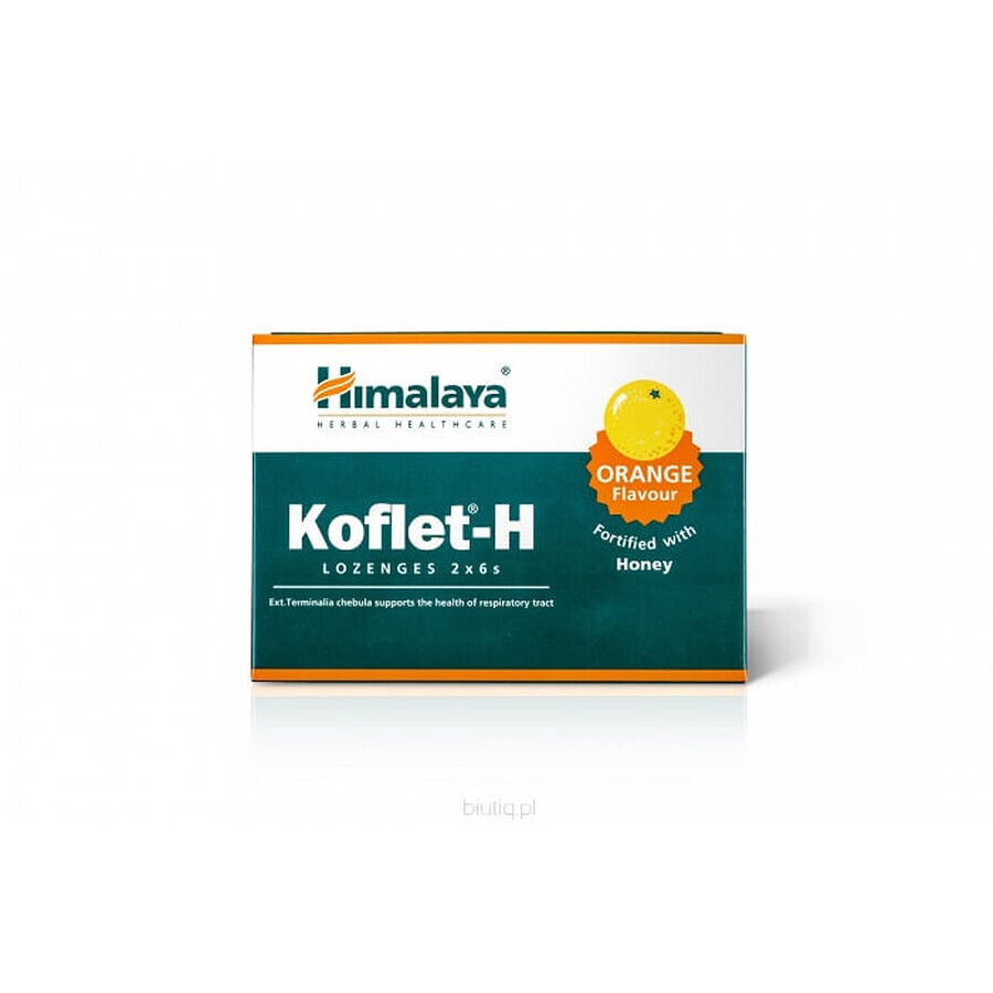 Himalaya Koflet-H aromă de portocale 12 pastile