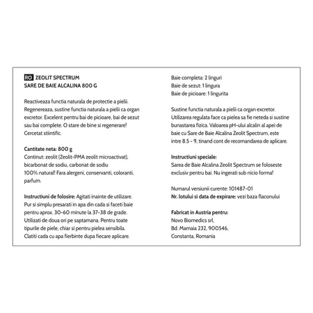 Zeoliet Spectrum alkalisch badzout, 800 g, Novo Biomedics