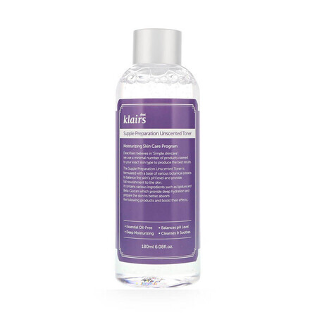 Klairs Supple Preparation Tonic de față hidratant neparfumat, 180ml