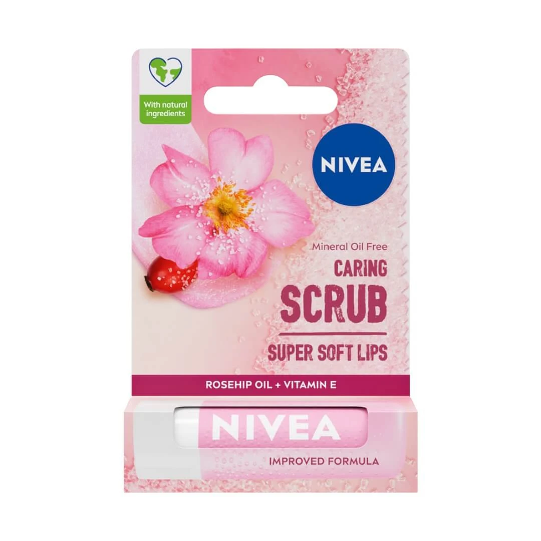 Nivea Verzorgende Scrub Exfoliërende Lip Scrub Wilde Roos, 4.8g