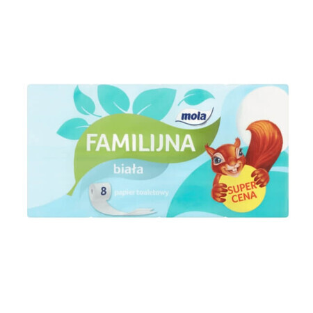 Mola, Familijna, toiletpapier, wit, 8 rollen