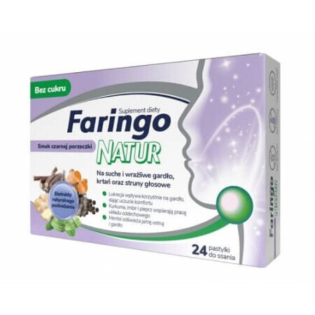 Faringo Natur, blackcurrant, 24 tablets