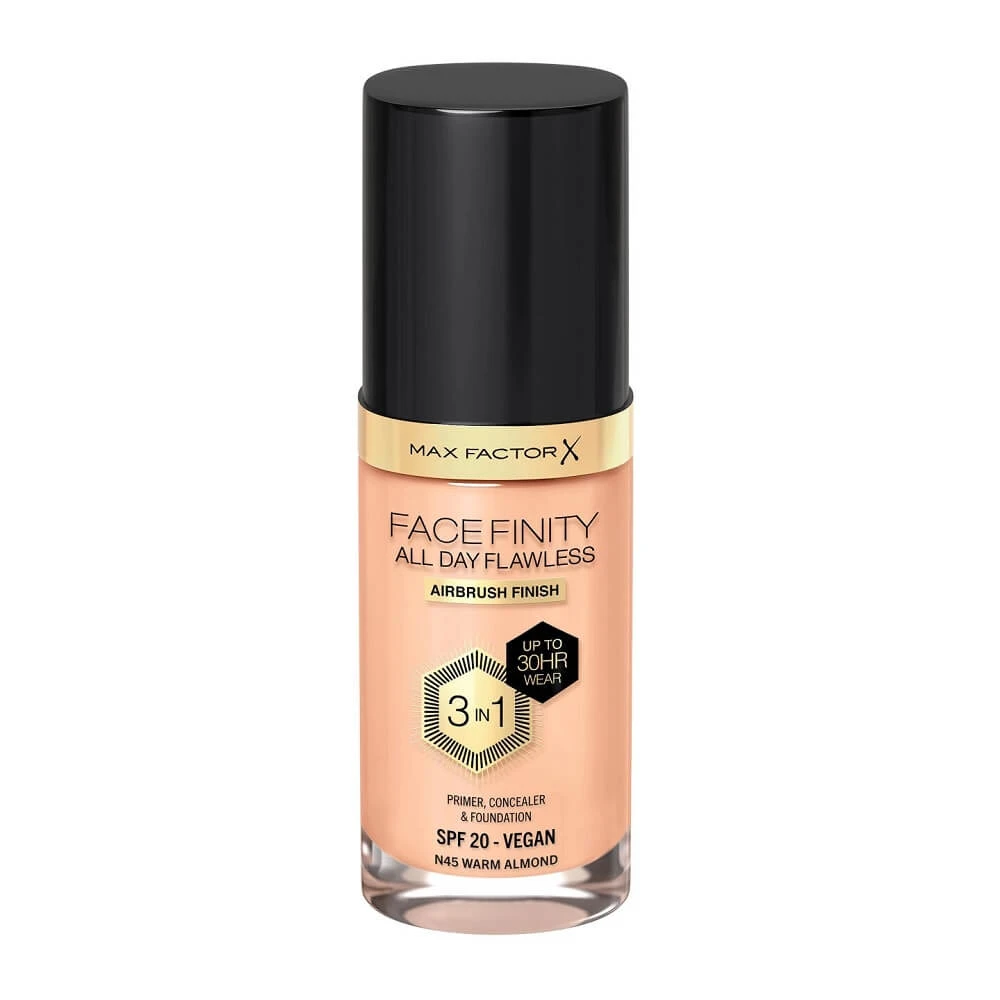 Max Factor Facefinity All Day Flawless 3 in 1 vloeibare Foundation N45 Warme Amandel 30ml