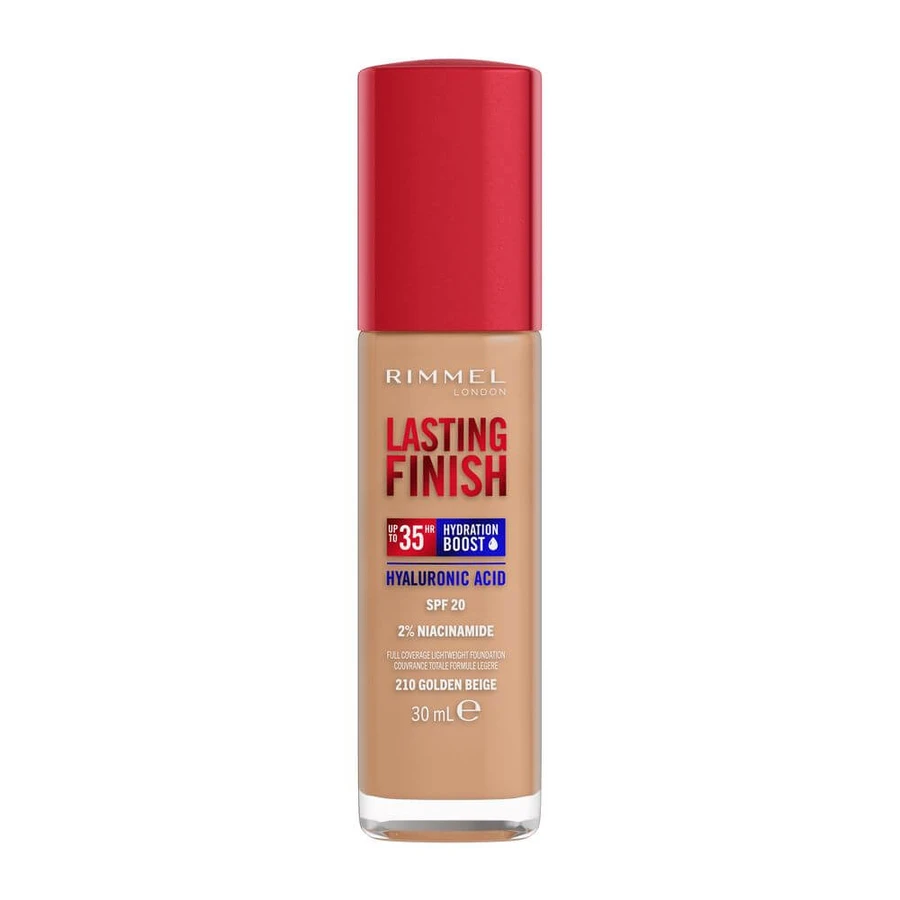 Rimmel Lasting Finish Base de Maquillaje Hidratante de Larga Duración con SPF20 210 Beige Dorado, 30ml