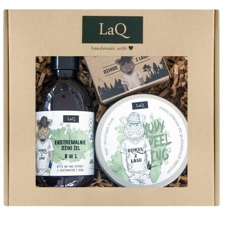 LaQ Savage of the Forest Set el shower, 300ml + Waschpeeling 200ml + Seife 85g