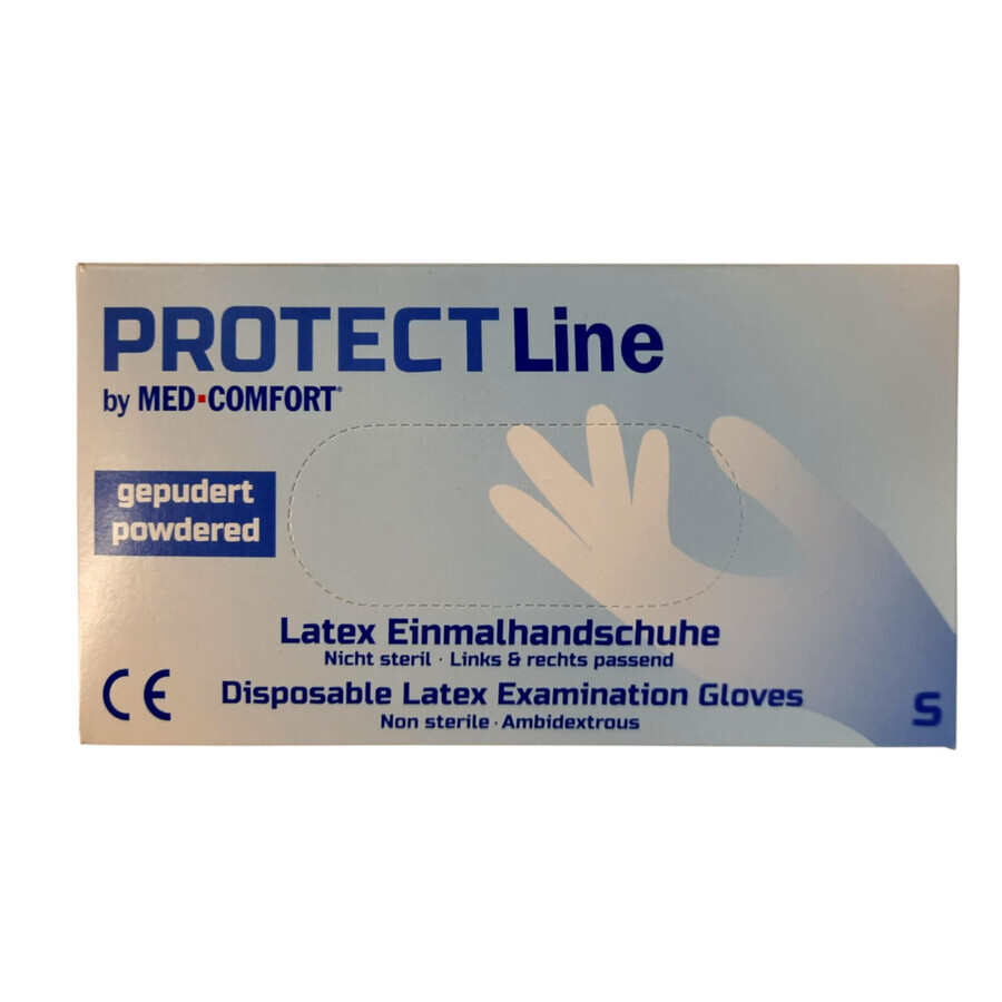 Protect line med-comfort, latex handschoenen, maat S, 100 stuks