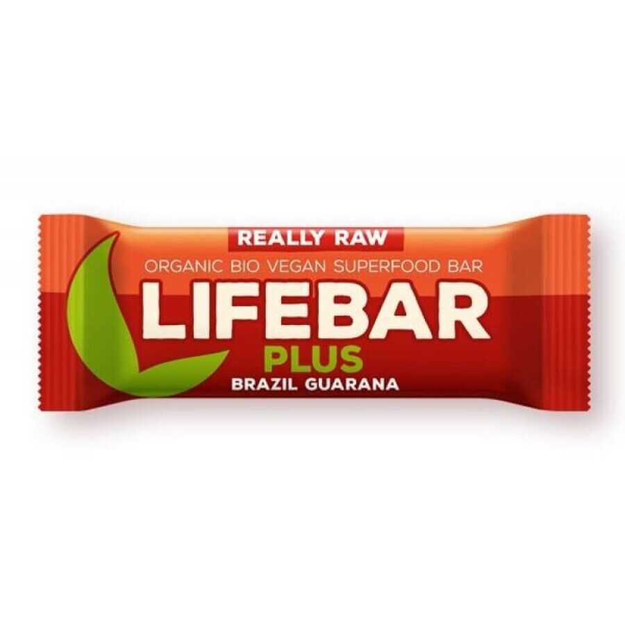 Lifebar Plus Bio Braziliaanse noten en rauwe guarana reep, 47 g, Lifefood