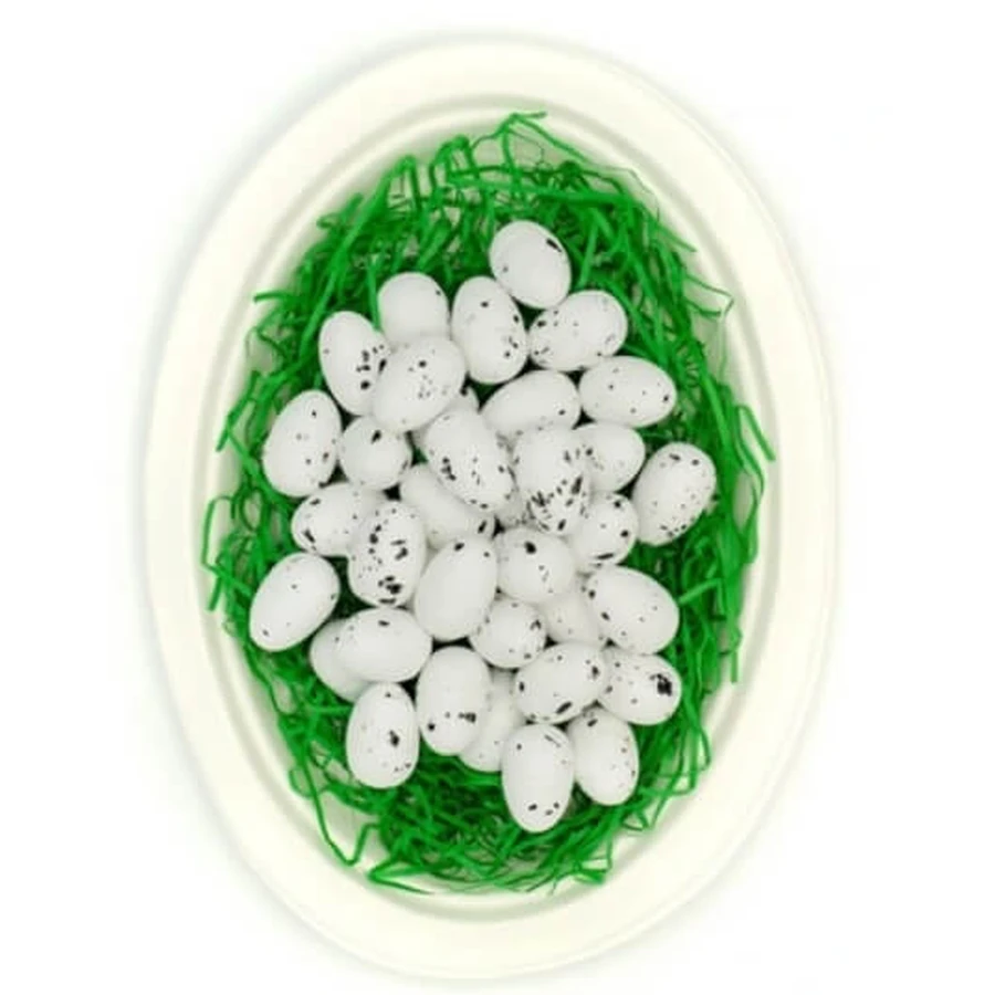 Weiße Polystyrol-Eier mit Punkten 2,5cm, 36 Stück