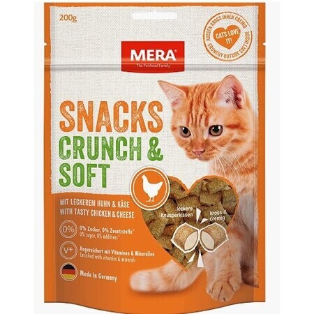 Mera, Snacks Crunch amp; Soft, Gato Golosinas, Pollo y Queso, 200g