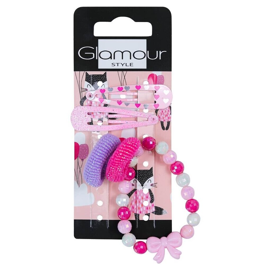 Glamour Kids Waxelastieken 2 stuks + waxclips 2 stuks + Hartjes armband