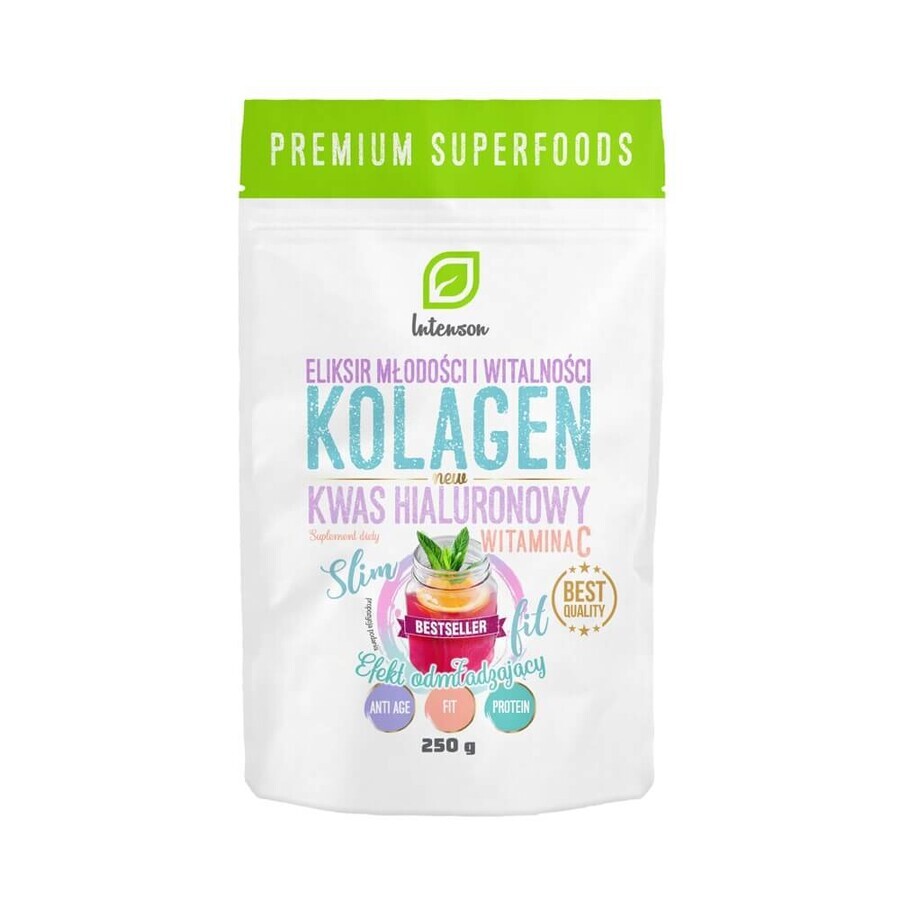 Intenson Collageen + Vitamine C + Hyaluronzuur met verjongend effect, 250g