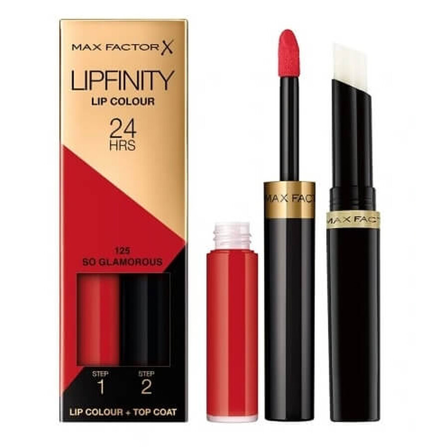 Max Factor Lipfinity Lippenfarbe Zwei-Phasen-Flüssig-Lippenstift 125 So Glamorous