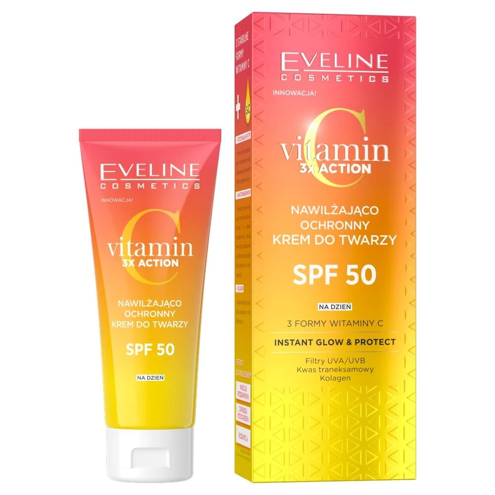Eveline Cosmetics Vitamine C 3x Actie Hydraterende en Beschermende Gezichtscrème SPF50, 30ml