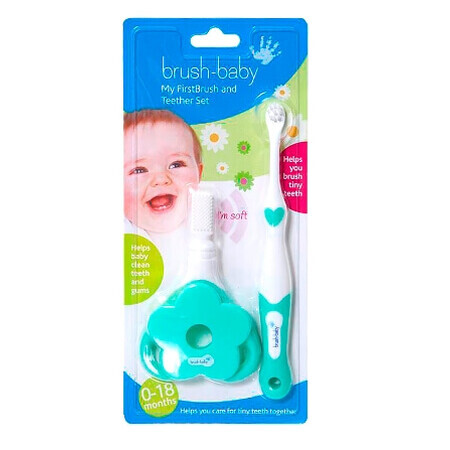 Brush Baby BijtringSet voor doorkomende tandjes 0-18 m, handschoen