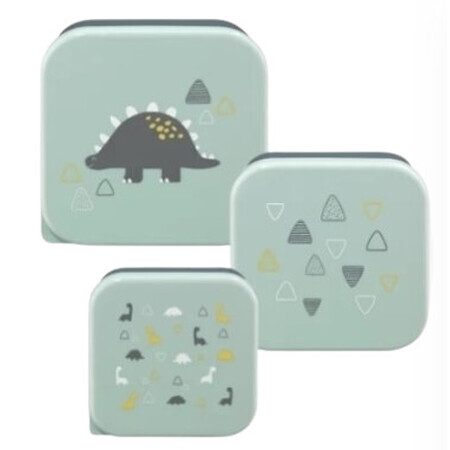 Babylove, Snackplas, Dino, blauw, set van 3 stuks