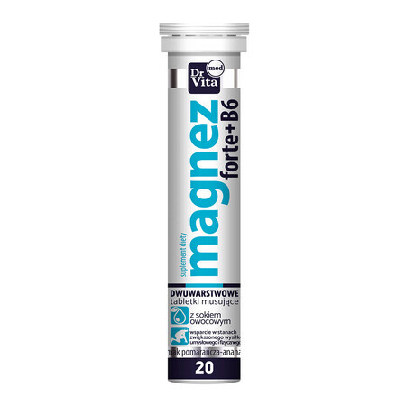 Dr Vita Magnesium Forte + B6 met sap, 20 bruistabletten