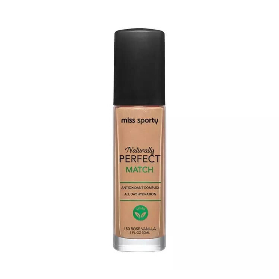 Miss Sporty Naturally Perfect Match Vegane feuchtigkeitsspendende Foundation 150 Rose Vanille, 30ml