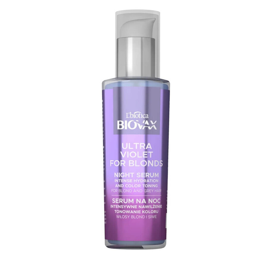 Biovax Ultra Violet Siero Idratante Tonificante Notte per Capelli Biondi e Grigi, 100ml