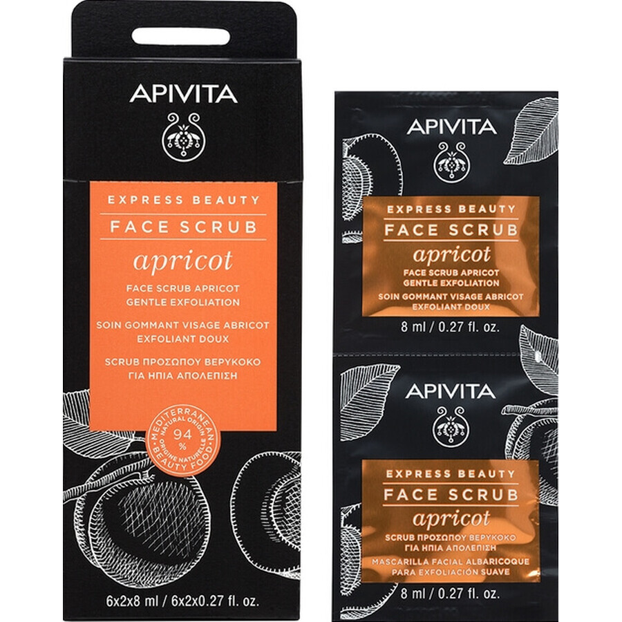 Apivita Express Beauty Exfoliant doux pour le visage Caise, 2 x 8 ml