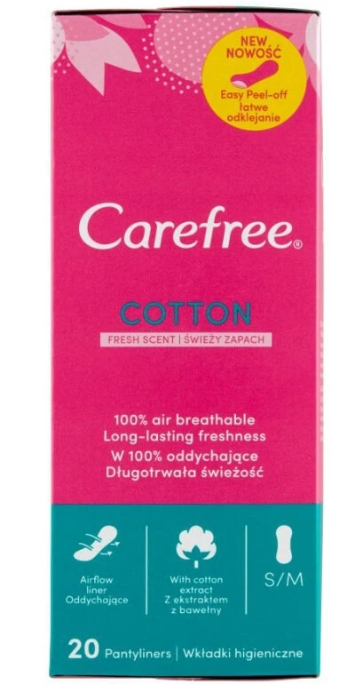 Carefree Normaal Katoen Extract, maandverband, 20 stuks