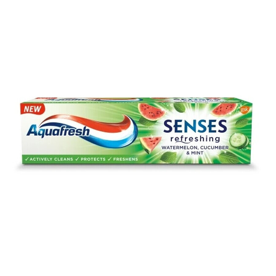 Aquafresh Senses Erfrischende Zahnpasta Wassermelone amp; Gurke amp; Minze, 75ml