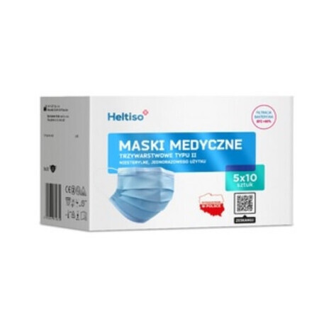 Heltiso, Medisch masker, 3 lagen type II, 50 stuks - Lange levertijd!