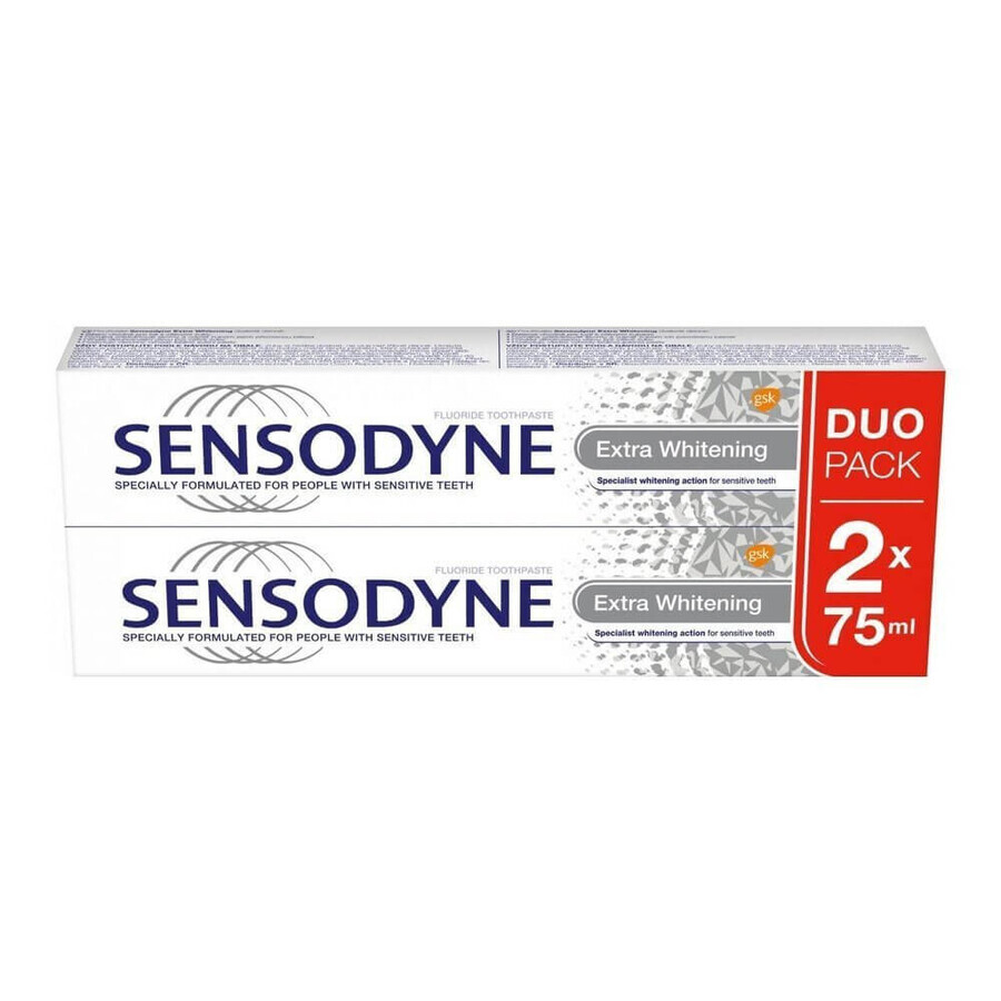 Sensodyne Extra Whitening fluoride tandpasta 2x75ml