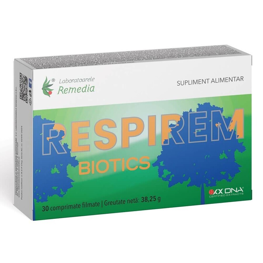 Respirem Biotics, 30 filmomhulde tabletten, Laboratoarele Remedia