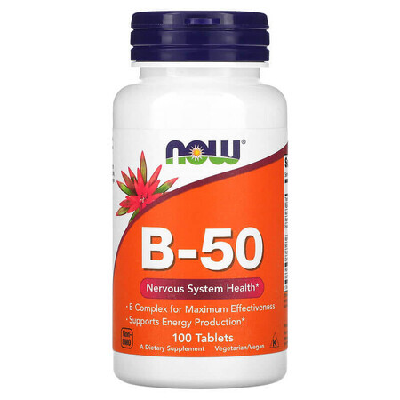 Complex Vitamine B-50, 100 tabletten, Now Foods