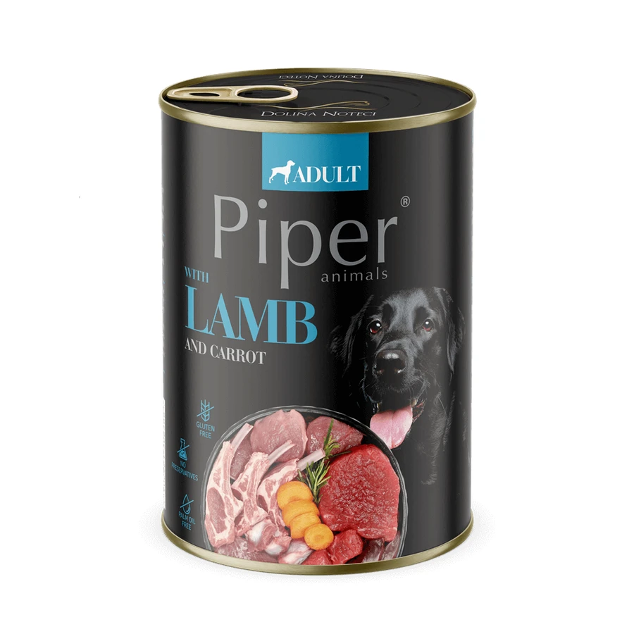 Natvoer voor volwassen honden met lam en wortel, 400 g, Piper