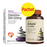 Confezione Coenzima Q10 120 mg, 40 capsule + Ginkana circolazione, 30 capsule, Alevia