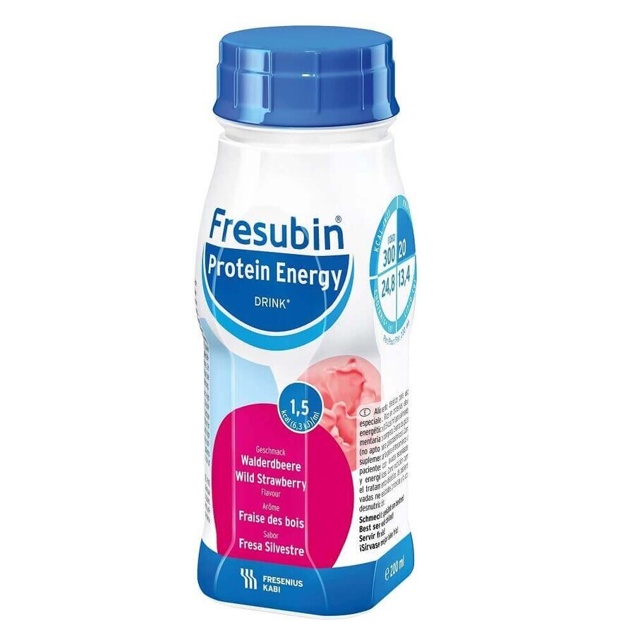 Fresubin Eiwit Energiedrank met aardbeiensmaak, 4x200 ml, Fresenius Kabi