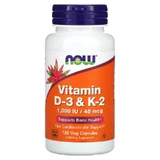 Vitamin D-3 1000UI Si K2 MK4 45 mcg, 120 vegetarische Kapseln, Now Foods