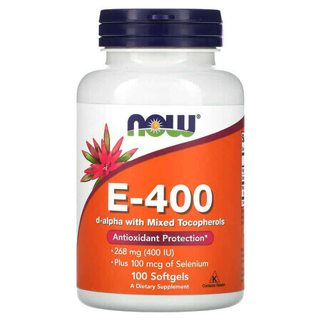 Vitamine E 400 D-Alpha, 100 softgels, Now Foods