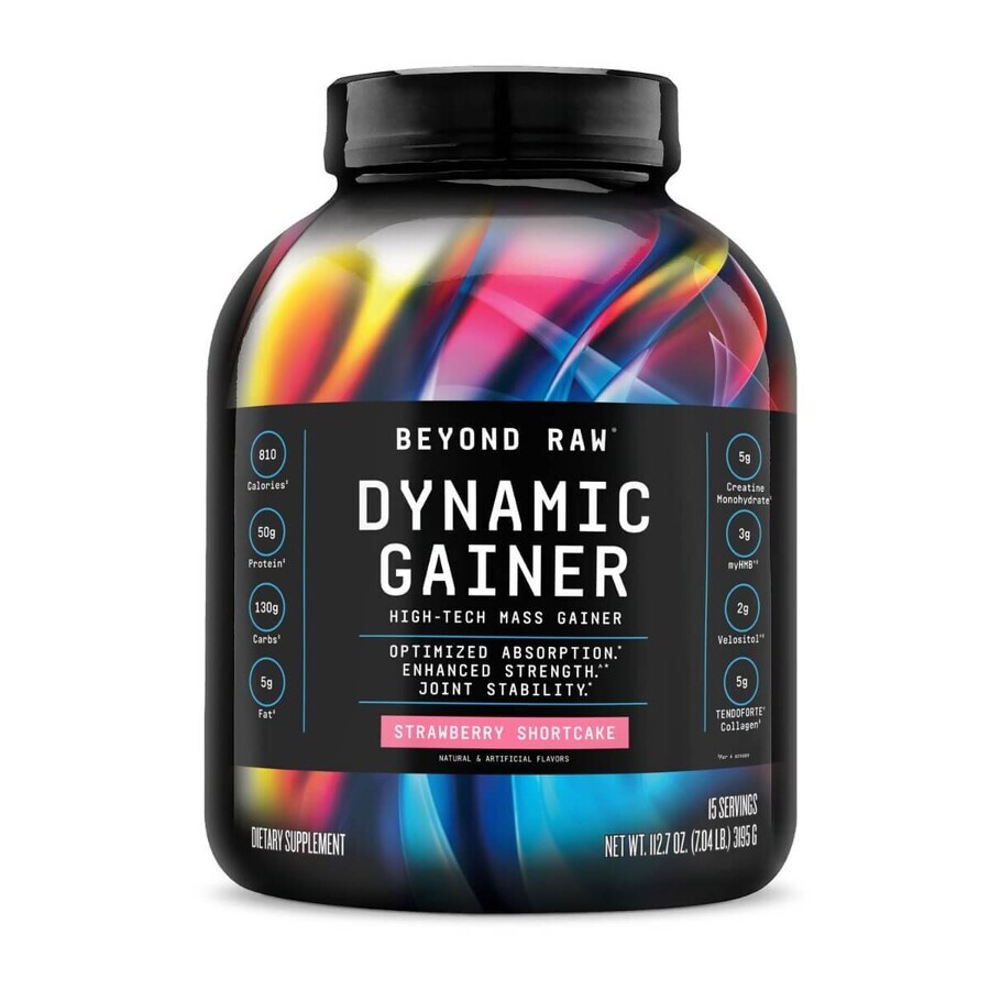 Gnc Beyond Raw Beyond Raw Dynamic Gainer High-tech Mass Gainer, Protein Gainer With Strawberry Shortcake Flavour, 3195 G