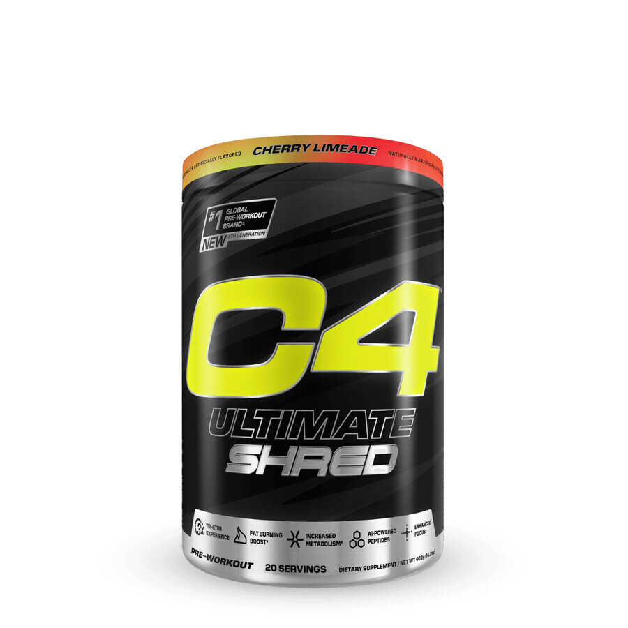 Cellucor C4 Ultimate Shred Pre-entrenamiento, Fórmula de definición avanzada con sabor a limonada de cereza, 402 G