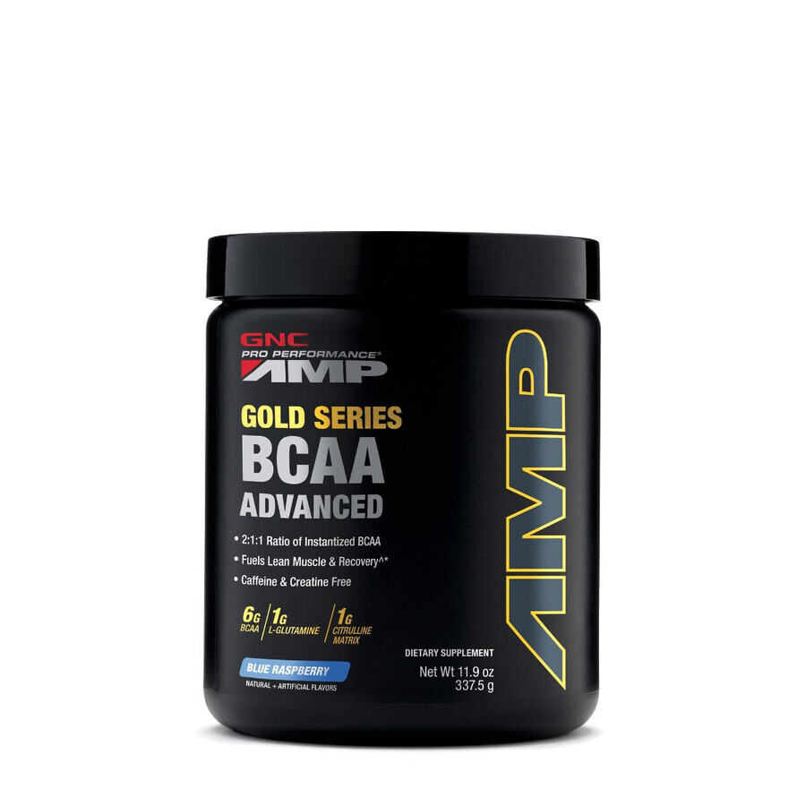 Gnc Pro Performance Amp Gold Series Bcaa Advanced, geavanceerde bcaa-formule met blauwe frambozensmaak, 337,5 g