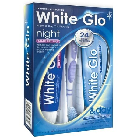 White Glo Set de pâte blanchissante jour et nuit 185 g