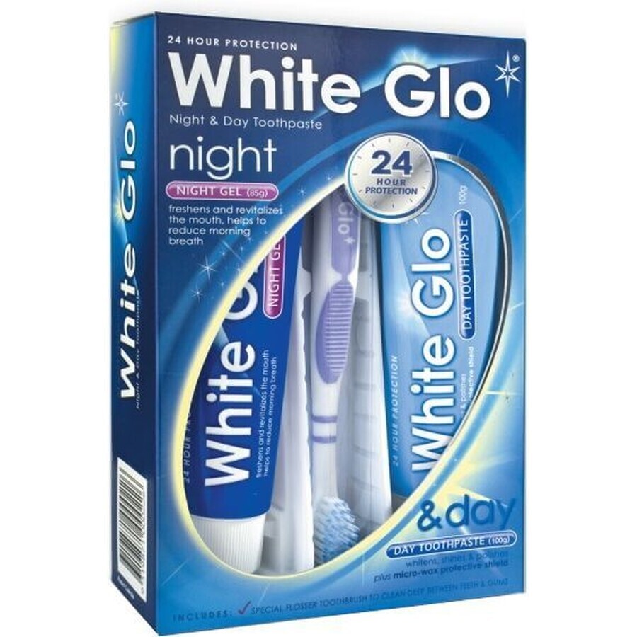 White Glo Set de pâte blanchissante jour et nuit 185 g