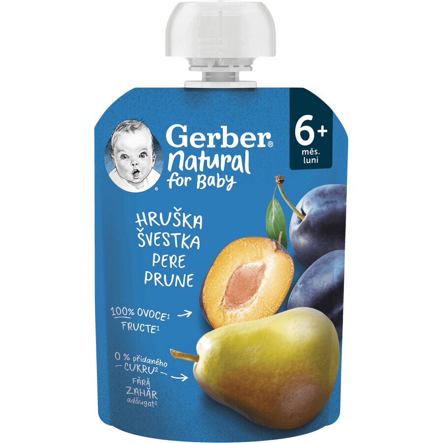 Gerber Sac naturel poire et prune 6m+ 90 g