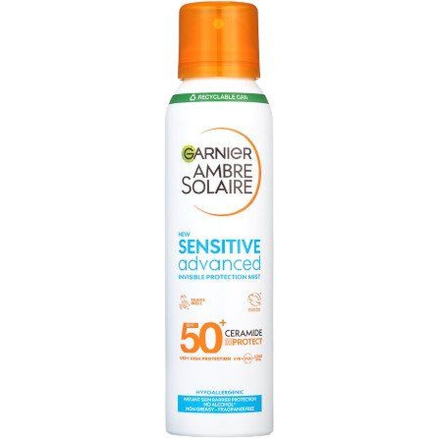 Garnier Ambre Solaire Solaire Sensitive Advanced Protective Mist, sehr hoher Schutz, leicht empfindliche Haut, SPF 50+, 150 ml