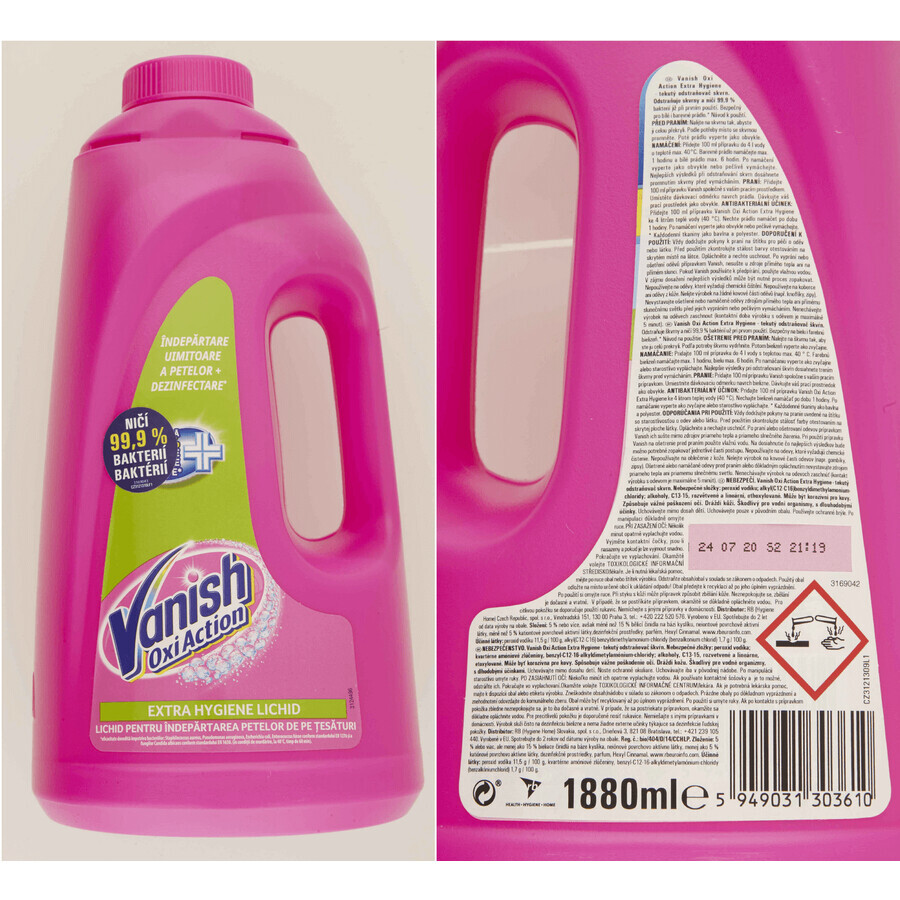 Vanish Oxi Action Quitamanchas Extra Higiénico 20 lavados 1,88 l