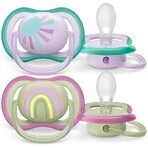 Philips Avent Ultra Air Fopspeen 0-6m meisje (regenboog) 2 stuks