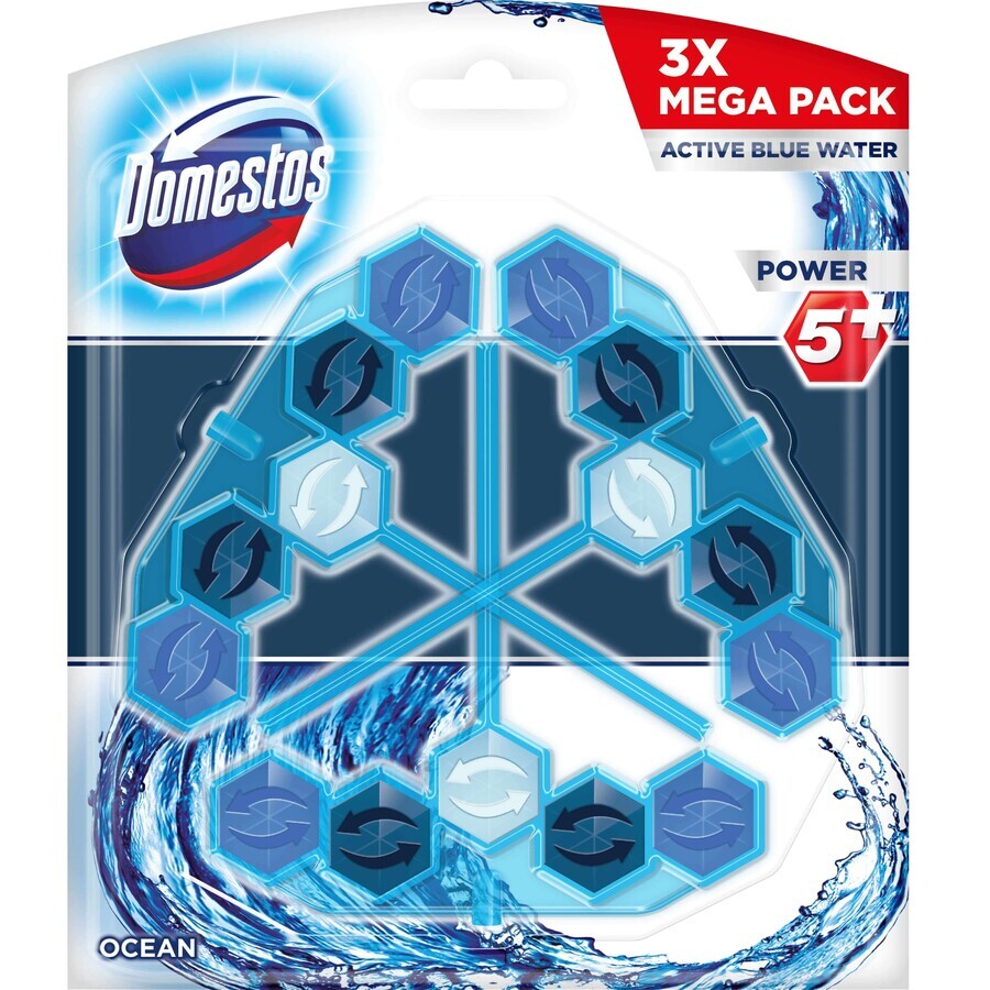 Domestos Power 5+ Blauw Water Oceaan 3 x 53 g