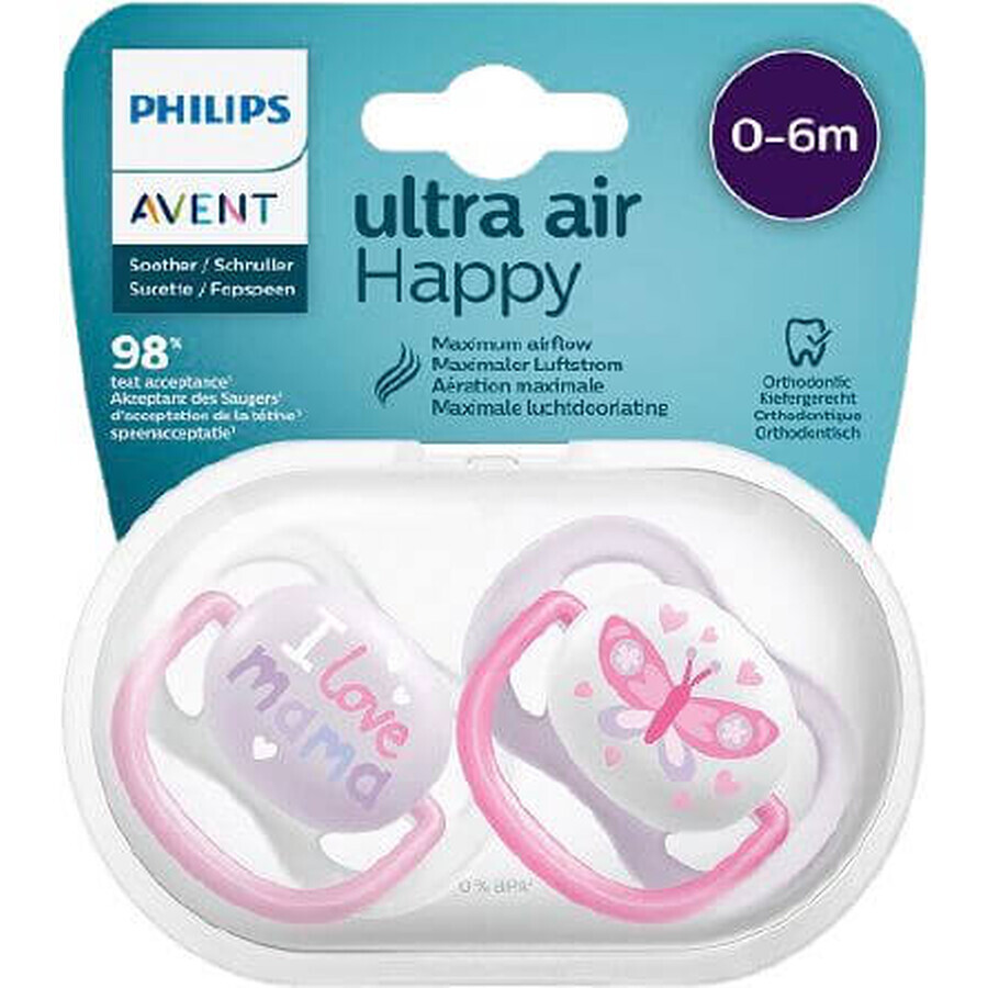 Philips Avent Ultra air text pacifier 0-6m girl 2 pcs