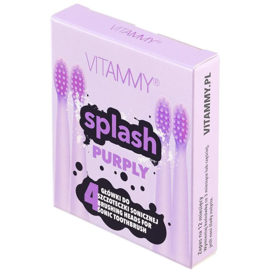 Vitammy SPLASH Vervangende handvatten tandenborstel paars 4 stuks