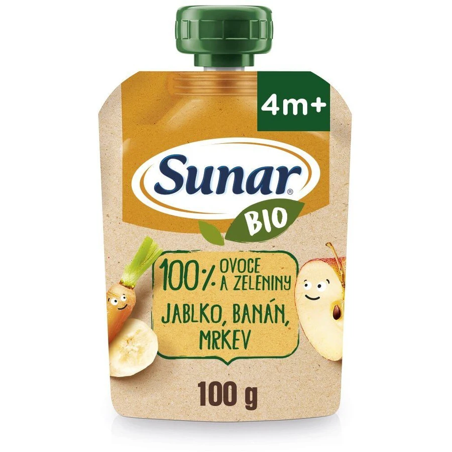 Sunar Organic fruit capsule apple, banana, carrot 4m+ 100 g