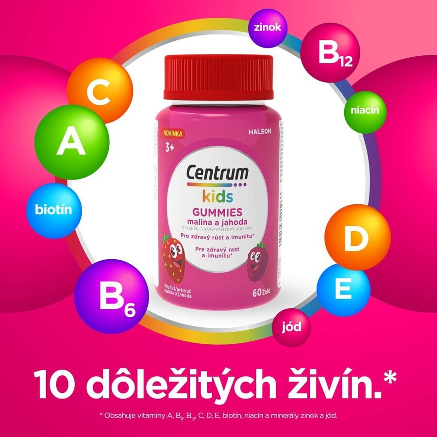 Centrum Kids Gummies multivitamins for kids raspberry and strawberry jelly 60 pieces